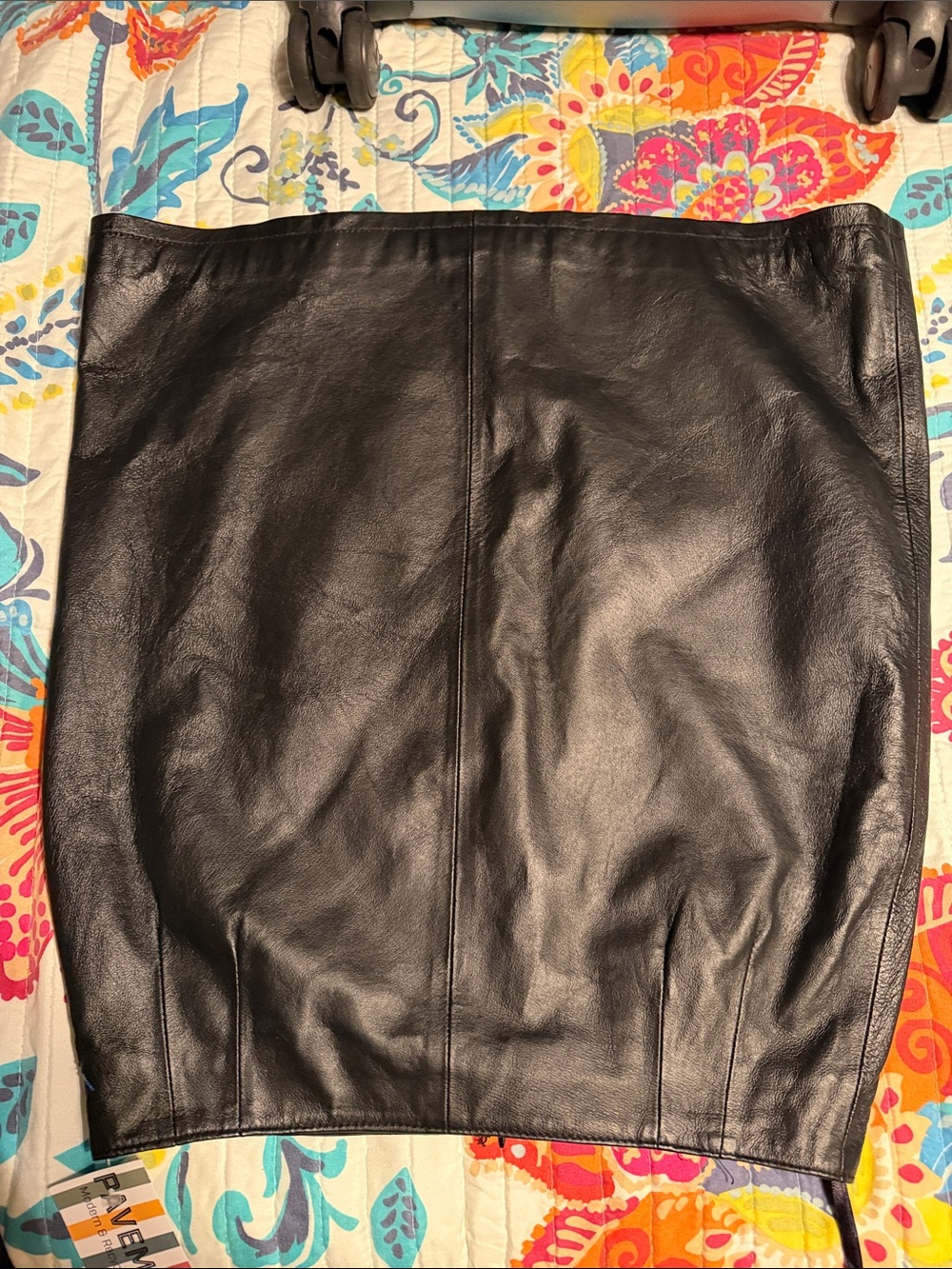 Clio Black Leather Skirt with Satin Lining